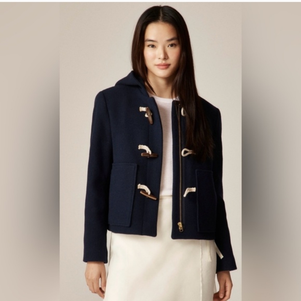 J. Crew Short Duffle Coat In Italian Stadium Cloth Cn070 New! Size 8